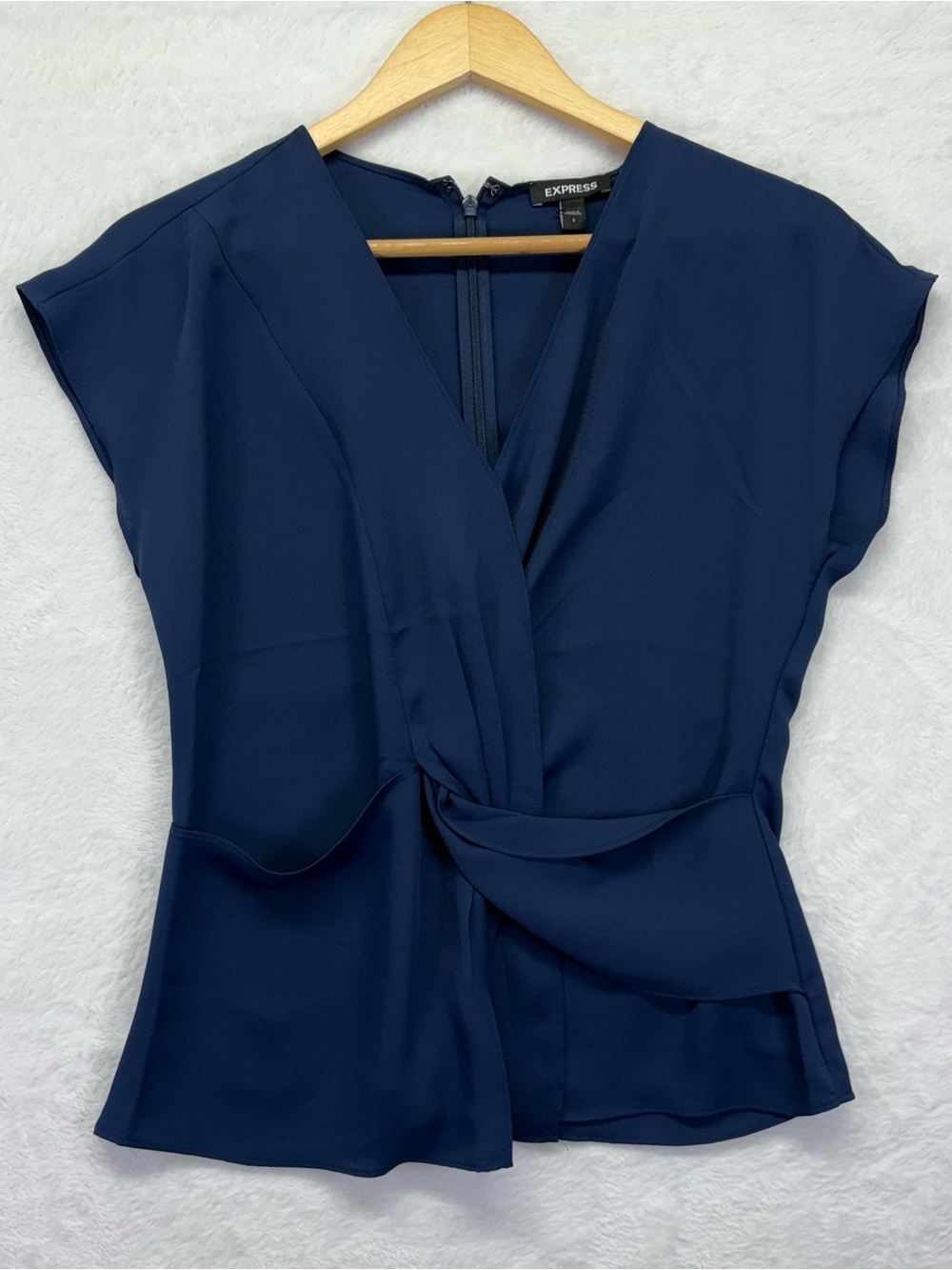 Express Navy Twist-Front Blouse